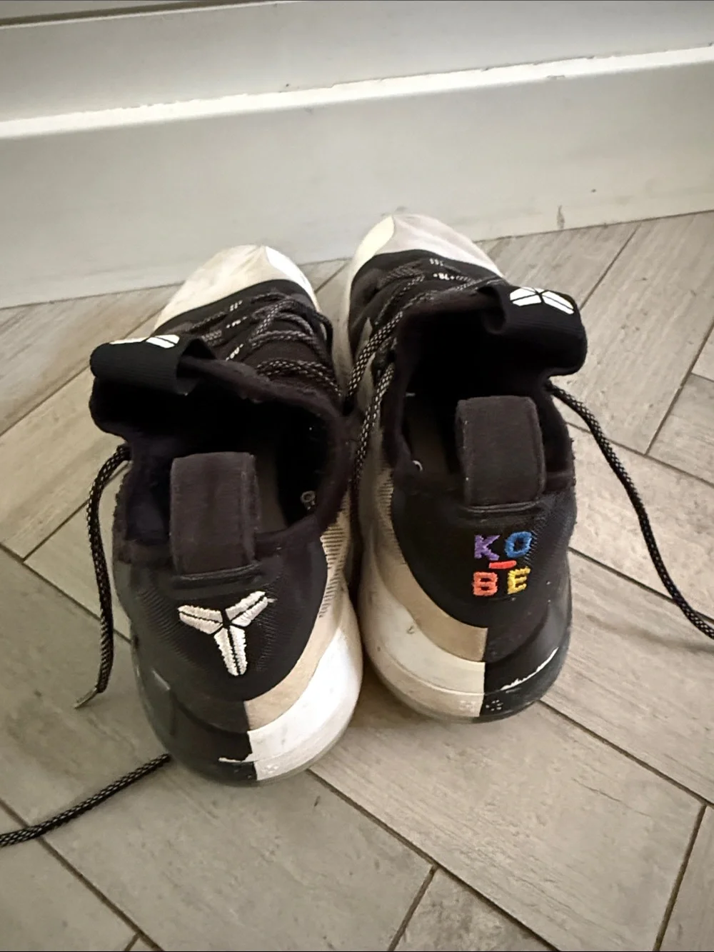 Nike Kobe Black and White High-Top Basketball Shoes